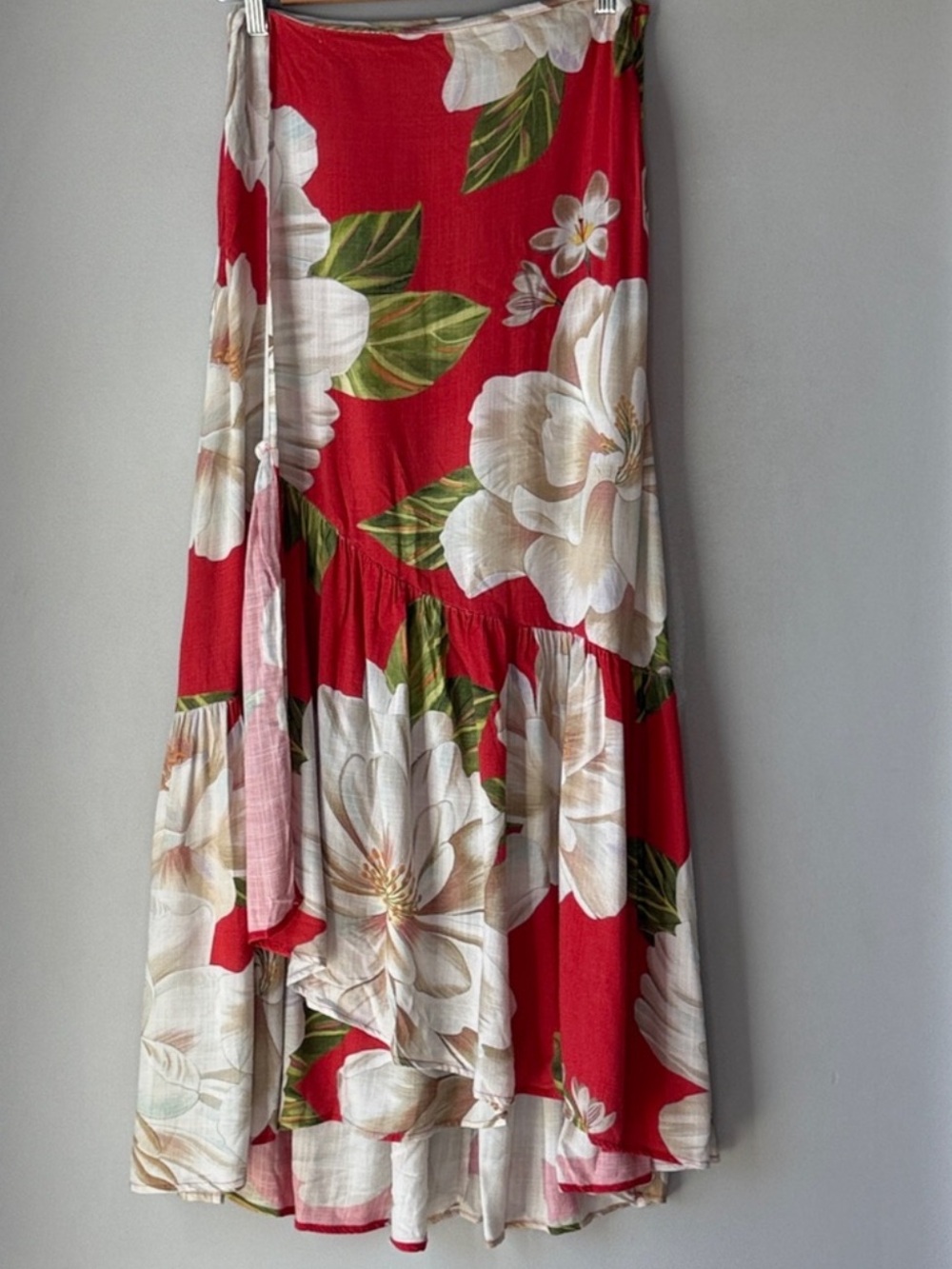 Farm Rio Boho Tropical Floral Red Maxi Skirt - Picture 4 of 8